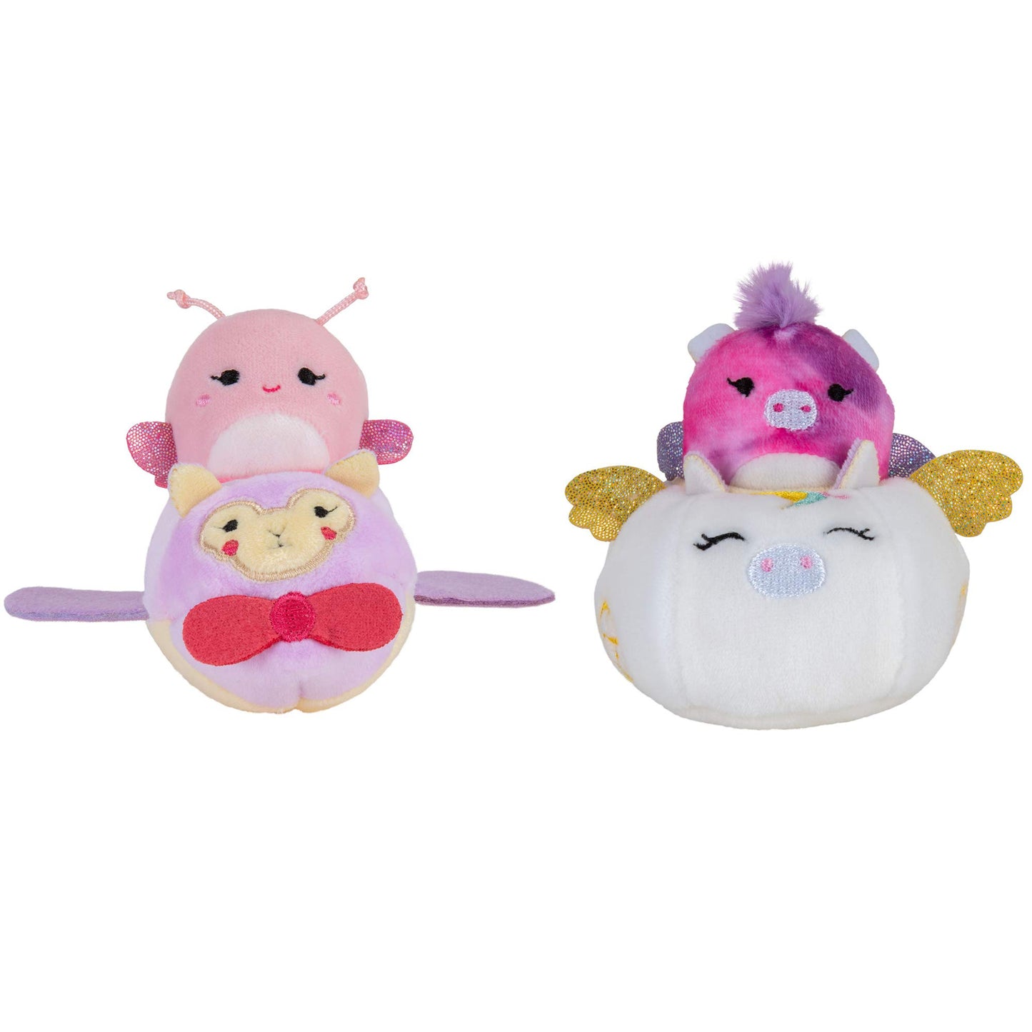 Squishville By Squishmallows Maribel In Plane & Willow In Carriage Two 2” Soft Mini-Squishmallow Butterfly And Tie-Dye Pegasus Plush, Plush Carriage And Plane Vehicles Irresistibly Soft Colorful Plush