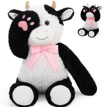 Maogolan Cow Stuffed Animal,Big Fluffy Plush Cow Toy For Mom,24'' Bull Stuffed Animal Long Legs Arms For Baby Shower Decor,Birth