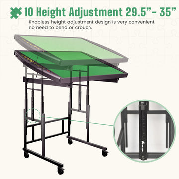 Xubialo 1500-Piece Adjustable Metal Puzzle Table, 5 Tilt Angles, 10 Height Adjustments, Portable, Black-c, Model ptz-02