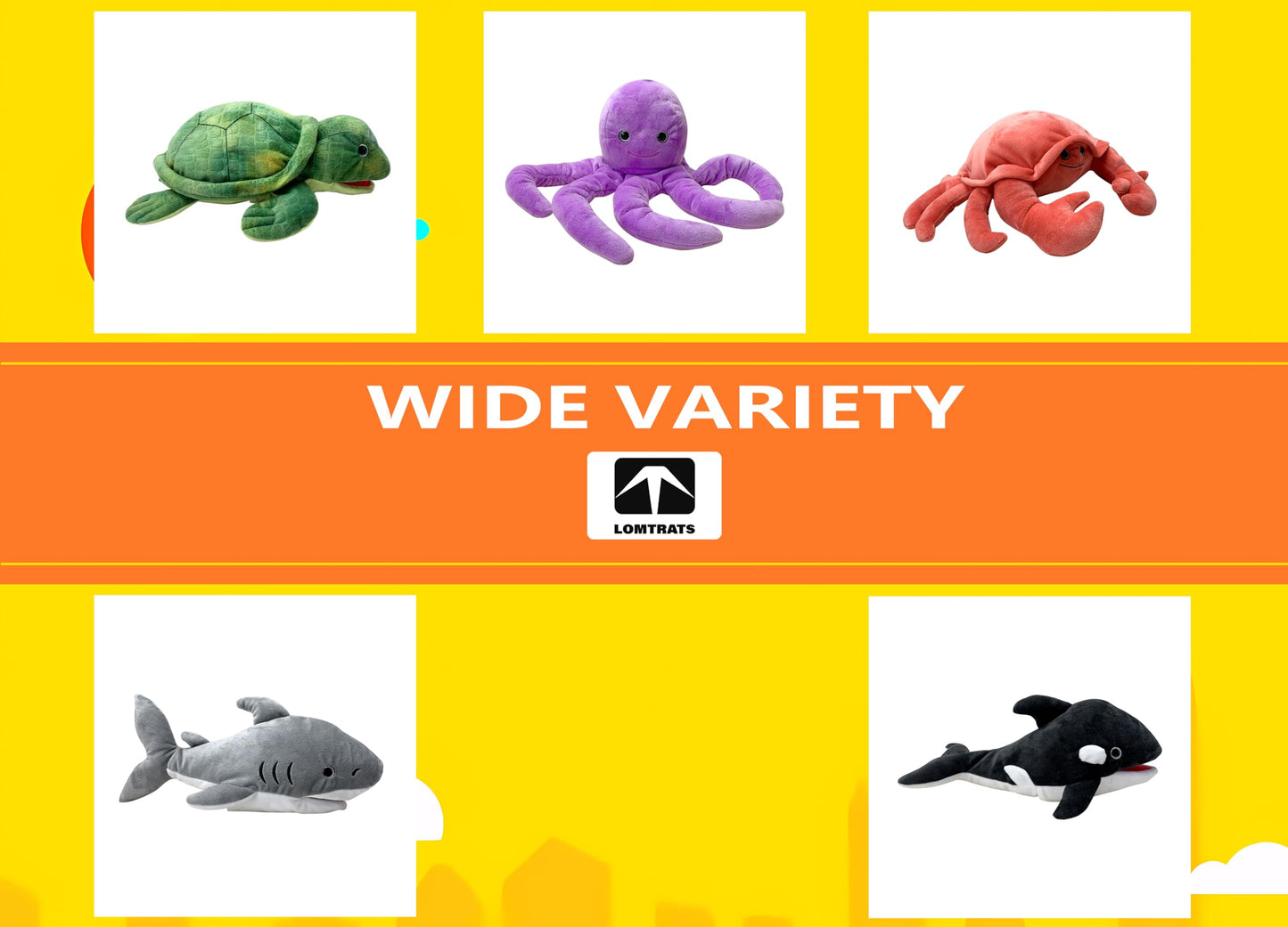 LOMTRATS Marine Animals Hand Puppets for Kids,Toddler Includes Sharks, Whales, etc with Movable Open Mouths, Perfect for Storyte