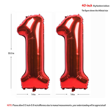40 In Red Number Balloons Helium Foil Mylar Balloon Birthday Party Banquet Decoration Digital 11