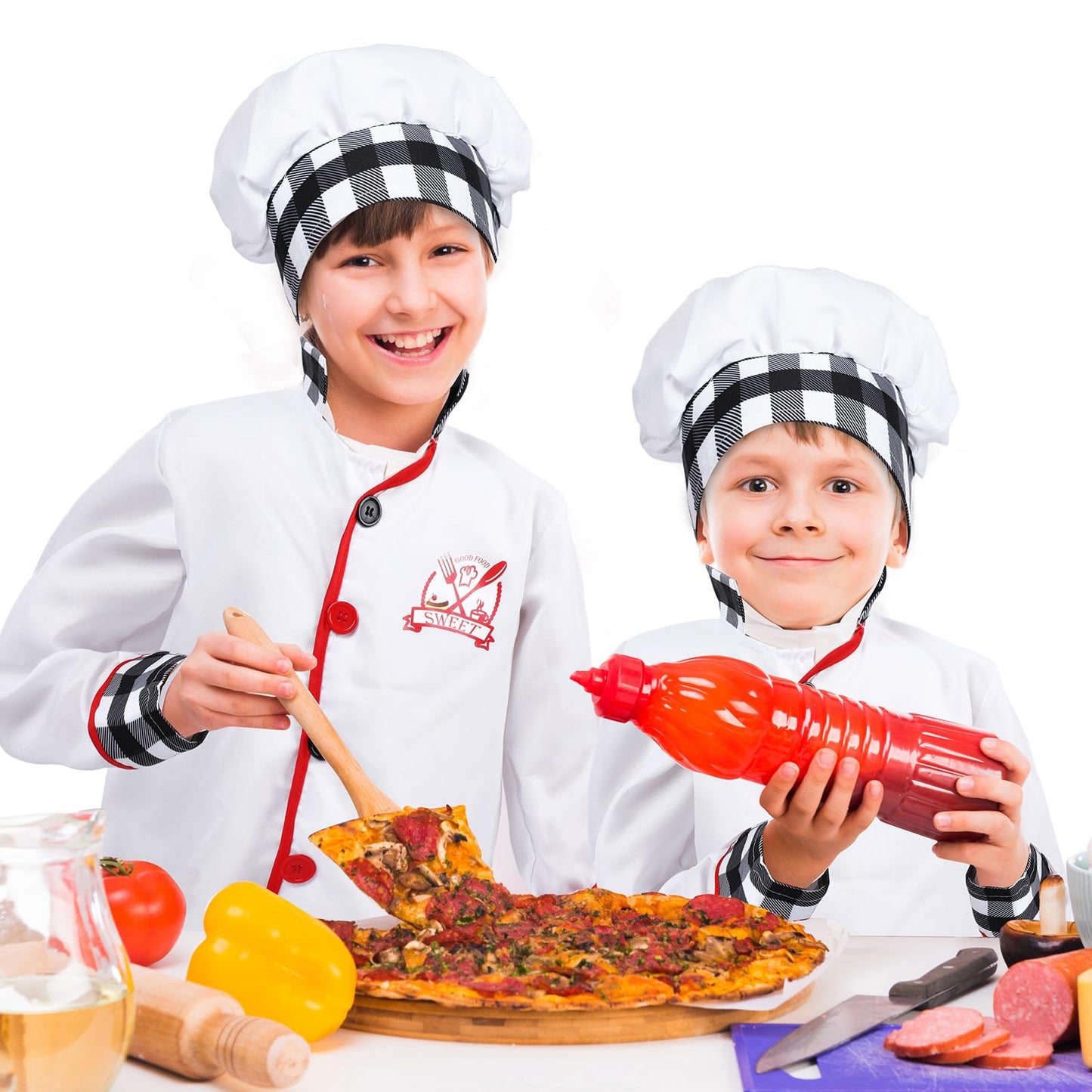 Haysandy 3 Pieces Halloween Kids Chef Costume Role Play Chef Costume With Hat For Boys And Girls(2Xlarge)