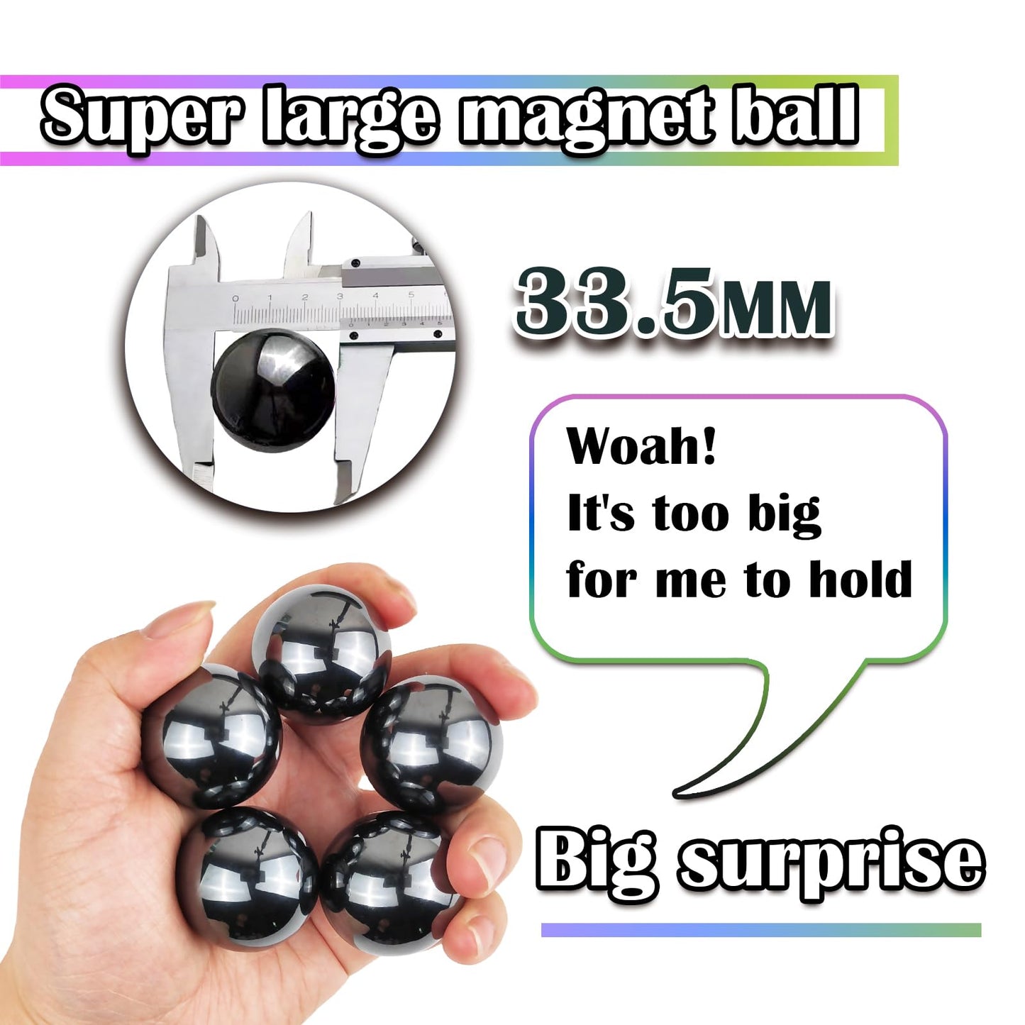 YANZHE Cool Giant Magnetic Balls Fidget Toy for mature-themeds  Large Magnetic Balls Fidget Toy  Magnet Beads for Desktop Decoration and Stress Relief  Anti-Anxiety Gift (Black 5 Pack)