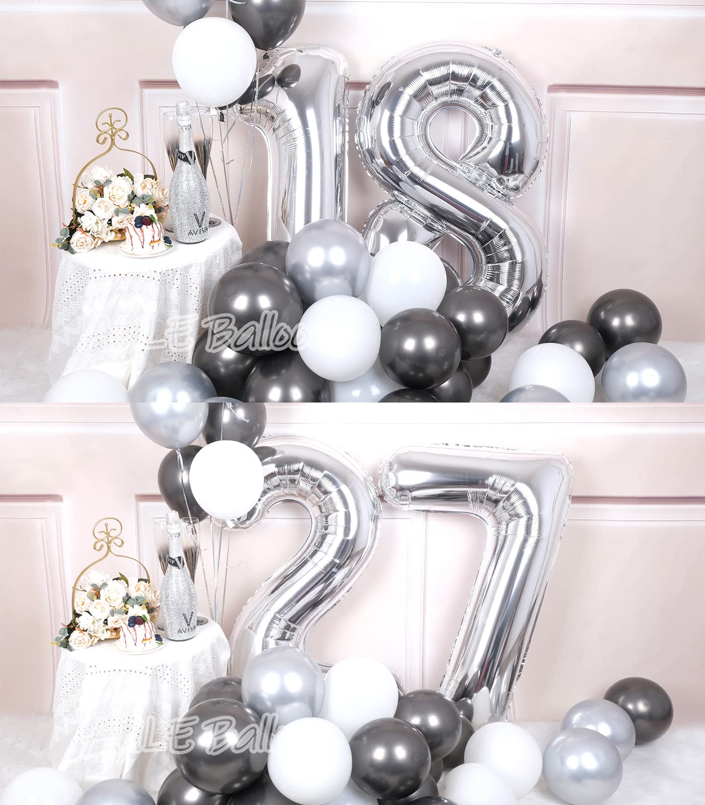 Aule 40 Inch Big Silver 8 Balloon Number Large Foil Helium Number Balloons 0-9 Jumbo Giant Happy 8Th Birthday Party Decorations
