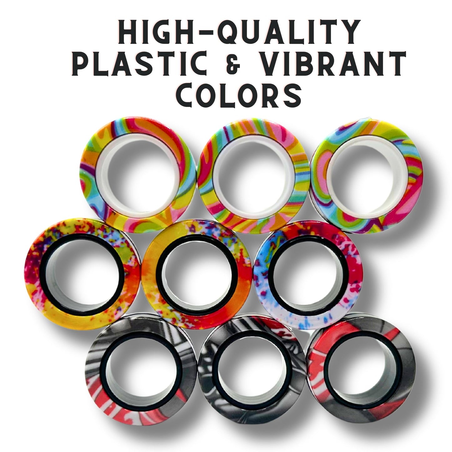 Four Brothers Colorful Magnetic Rings Fidget Toy Set For Stress Relief And Focus, Ideal For Adhd And Anxiety (Groovy Meadow) - 3