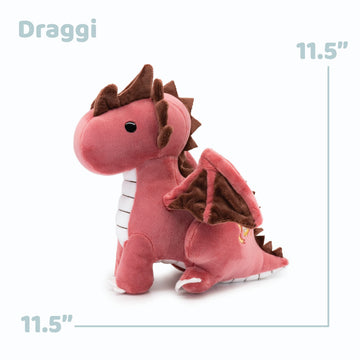 Bellzi Fire Dragon Plush Toy - Soft Stuffed Animal - 11.5" - Red Dragon - Perfect Gift for Kids and Toddlers - Model DRAGGI-R-RED