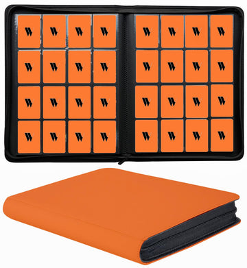 16 Pocket Card Binder  1000+ enhanced Zip Trading Card Binder  Double Sided Pocket Card Binder Album  Ringless Card Folder for MTG  TCG  Sports Card (Orange  16Pockets)