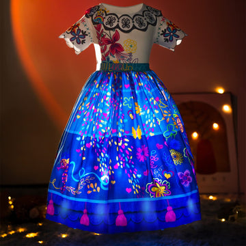 Uporpor Light Up Encanto Mirabel Costume Dress With Bag For Little Girls Mirabel Birthday Party Outfit Madriga Halloween Cosplay