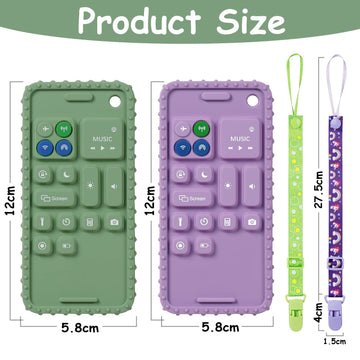 Aolso 2Pcs Silicone Baby Teething Toys, Cell Phone Teether Toys With 2Pcs Pacifier Clip, Baby Teething Toys For 0-12 Months, Bab