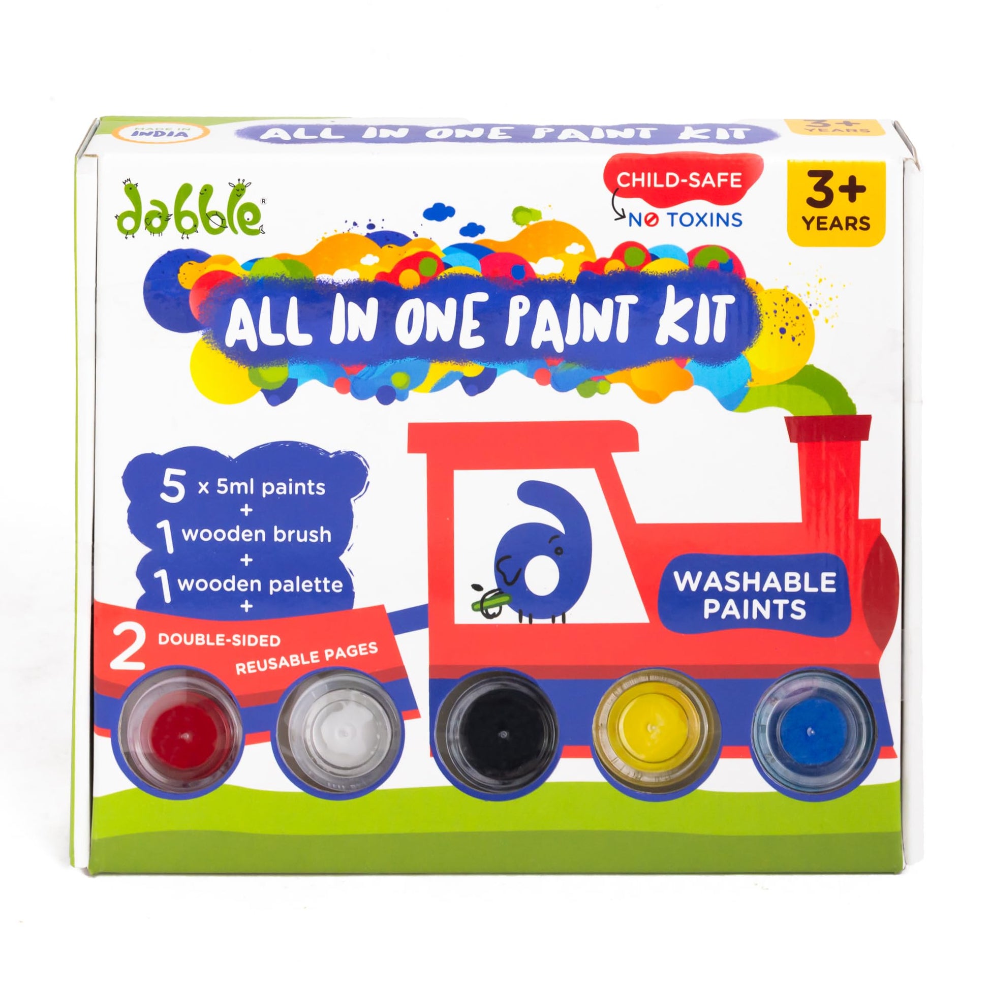 Dabble All In One Painting Kit | Reusable Colouring Pages | Non Toxic Colour For Kids| Gift For Kids For Ages 3+