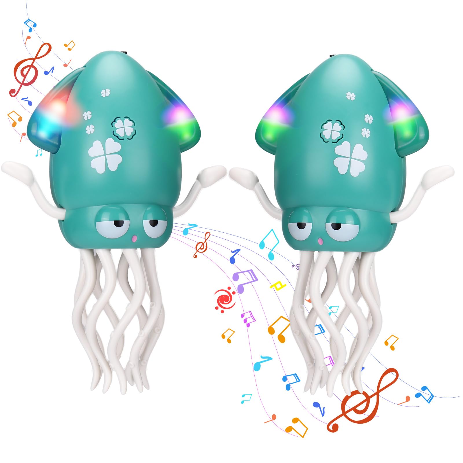 Vodolo 2pcs Magic Electric Dancing Octopus Toy with Led Light and Music,Baby Must Haves Tummy Time Baby Toys,Green