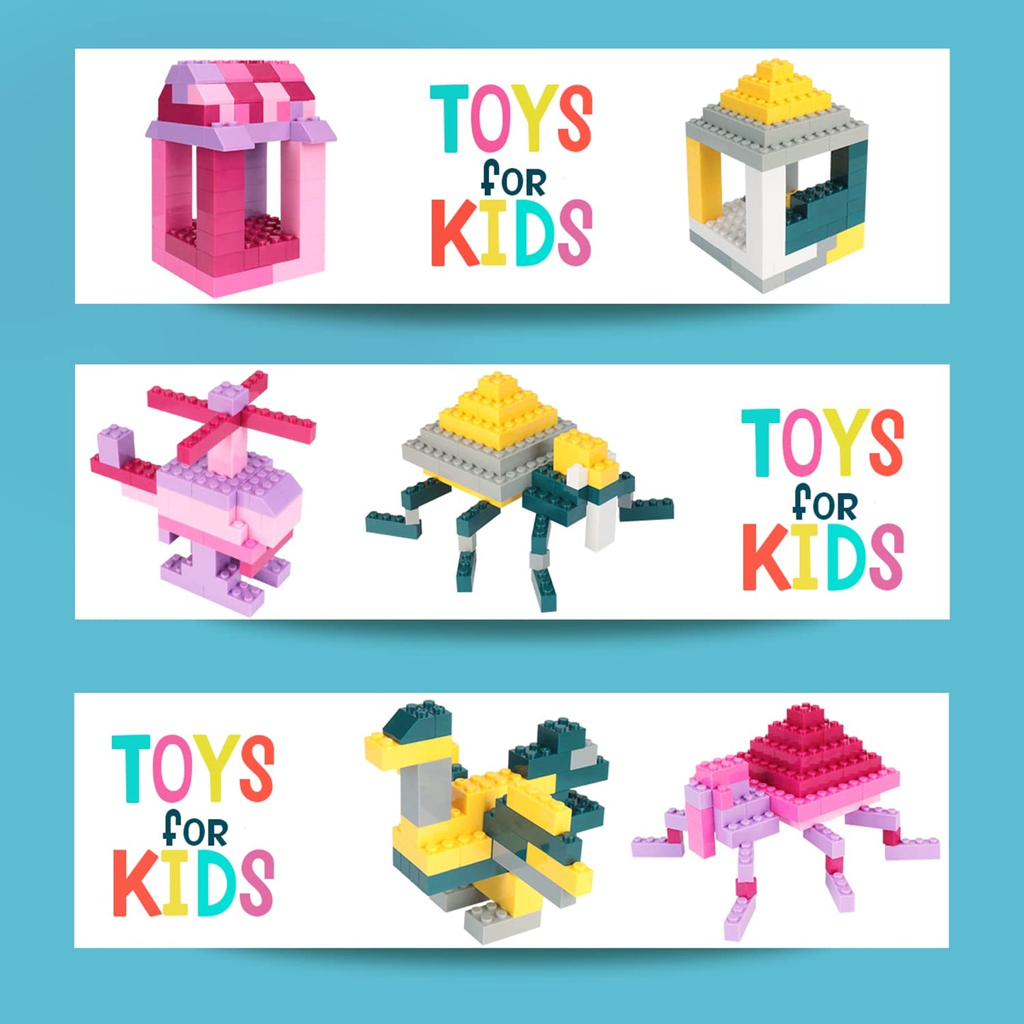 Anksono Building Bricks 1000 Pieces Bulk Toys Kids Building Blocks Compatible With All Major Brands- Accessories With Wheels Tir