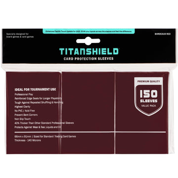 Titanshield (150 Sleeves, Bordeaux Red) Compatible With Standard Sized Board Games, Mtg Magic The Gathering, Pokemon, Lorcana And Trading Cards 2.5' X 3.5' 66X91Mm