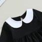 Lamuusaa Toddler Baby Girl Halloween Outfit Doll Collar Black Long Sleeve Dress A-Line Dress Halloween Dress Costumes