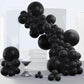 PartyWoo Black Balloons - 140 Pcs Matte Rubber Balloons Set (5"-18") for Birthday Decorations, Balloon Garland & Arch, Black-Y18