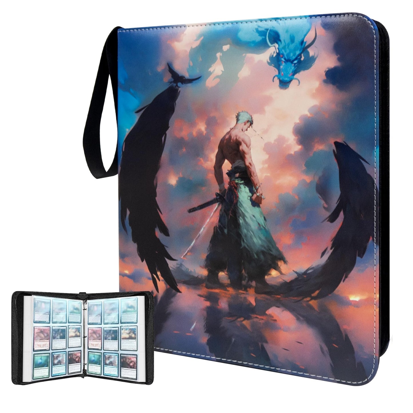 WEST TUNE Trading Card Binder for One Piece Zoro - 9 Pocket, Waterproof, Includes 60 Sleeves for Up to 1080 Cards, Model WTXP240058