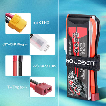 GOLDBAT LiPo RC Battery 5200mAh 3S 60C 11.1V LiPo RC Short Battery with Deans Connector Softcase Pack for RC Car Truck Quadcopte