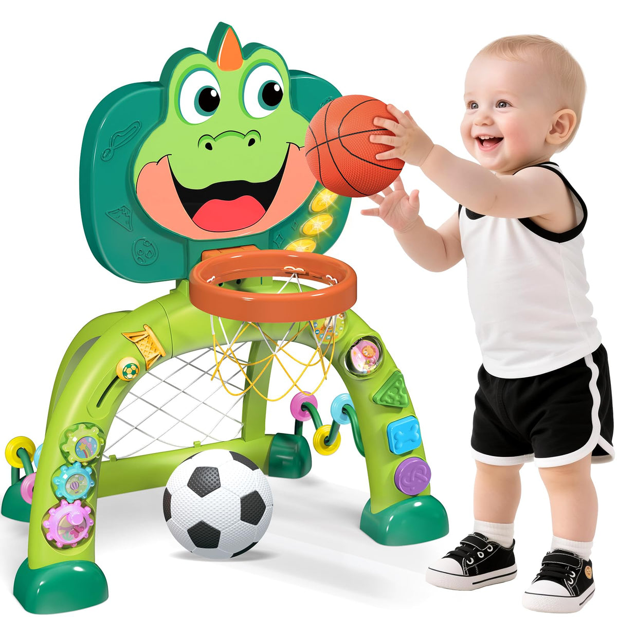 Marstone Toddler Basketball Hoop & Soccer Goal Toys for Boys 13 Years Old