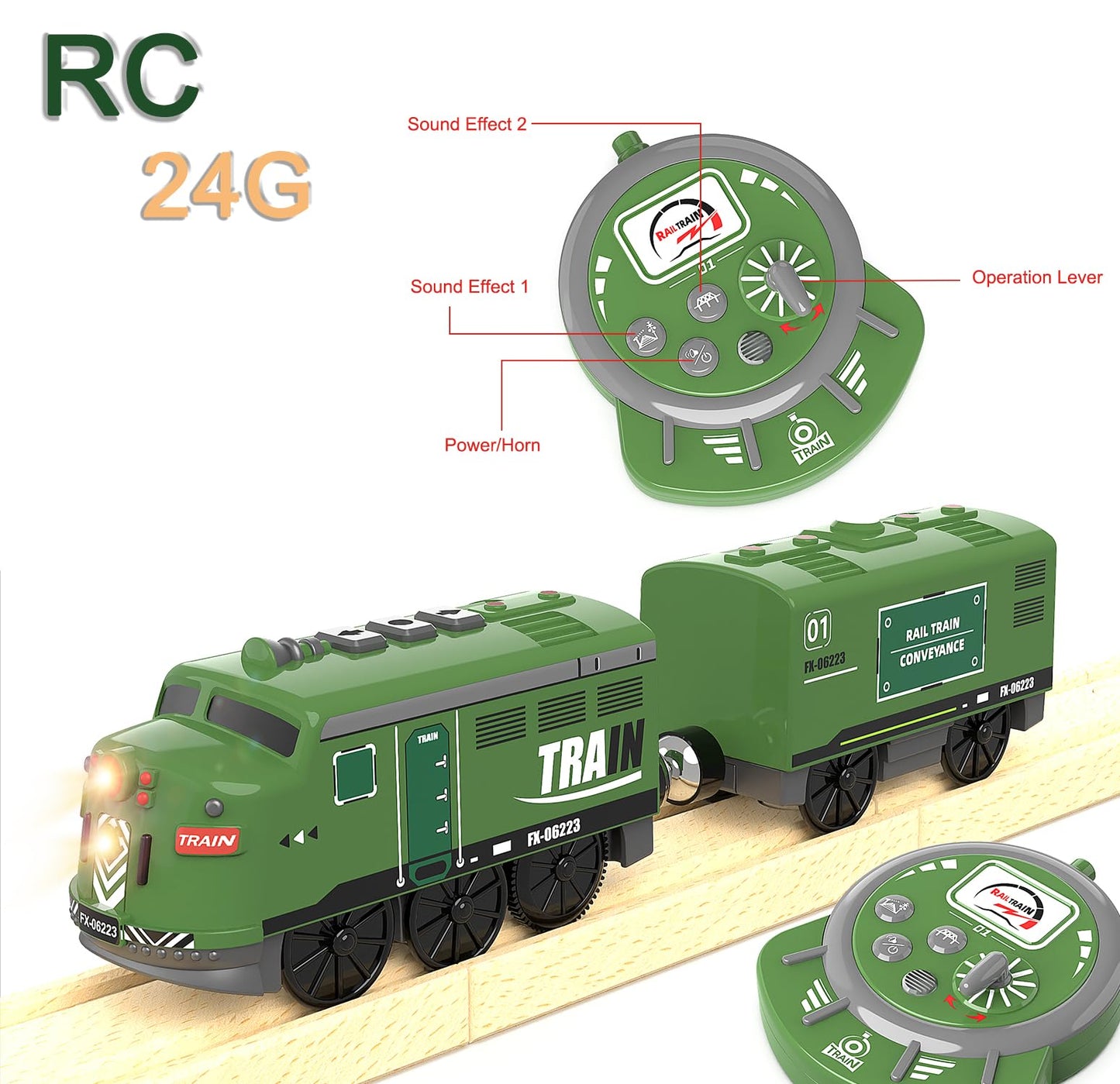 Z MAYABBO Train Toy Remote Control Locomotive, Electric with Sound & Lights, 4.3x4.1x2.8 inches, Green, Model AU1888