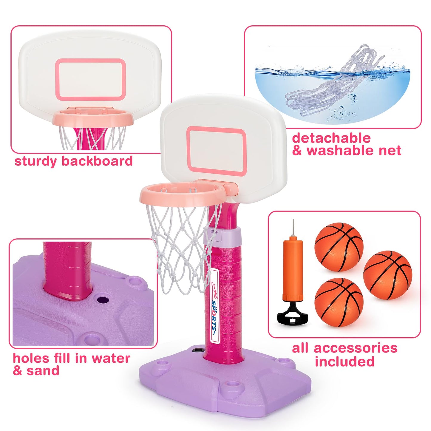Basketball Hoop Indoor Outdoor Toys For Toddlers 1-3, Kids Basketball Hoop With 3 Balls, Adjustable Mini Basketball Goal, Christ