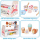 Wooden Ice Cream Counter Playset for Kids, Toddler Girl Toys Kitchen Playset Pretend Play Gifts for 3 4 5 6 Year Old Girl or Boy