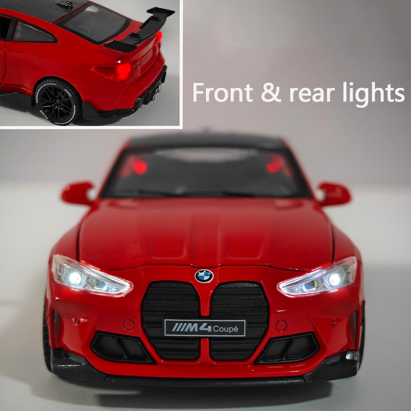Erbadihago Toy Cars Compatible For Bmw M4(M Performance Parts ) 1/32 Metal Model Car Pull Back Car Toys With Light And Sound Toy