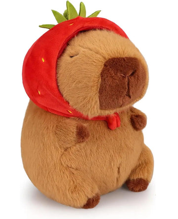 Ozif Cute Capybara Plush Kawaii 10 Inch Capybara Stuffed Aniamls Toys With Turtle Backpack, Bread And Strawbery Toys Gifts For B