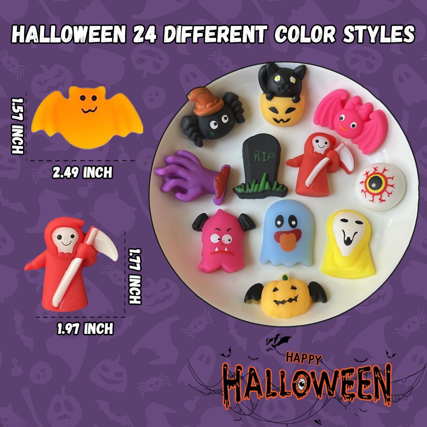 Uusycun 24Pcs Halloween Mochi Squishy Toys For Party Favors, Halloween Pumpkin Squeeze Toys For Kids, Halloween Squishies Toys F