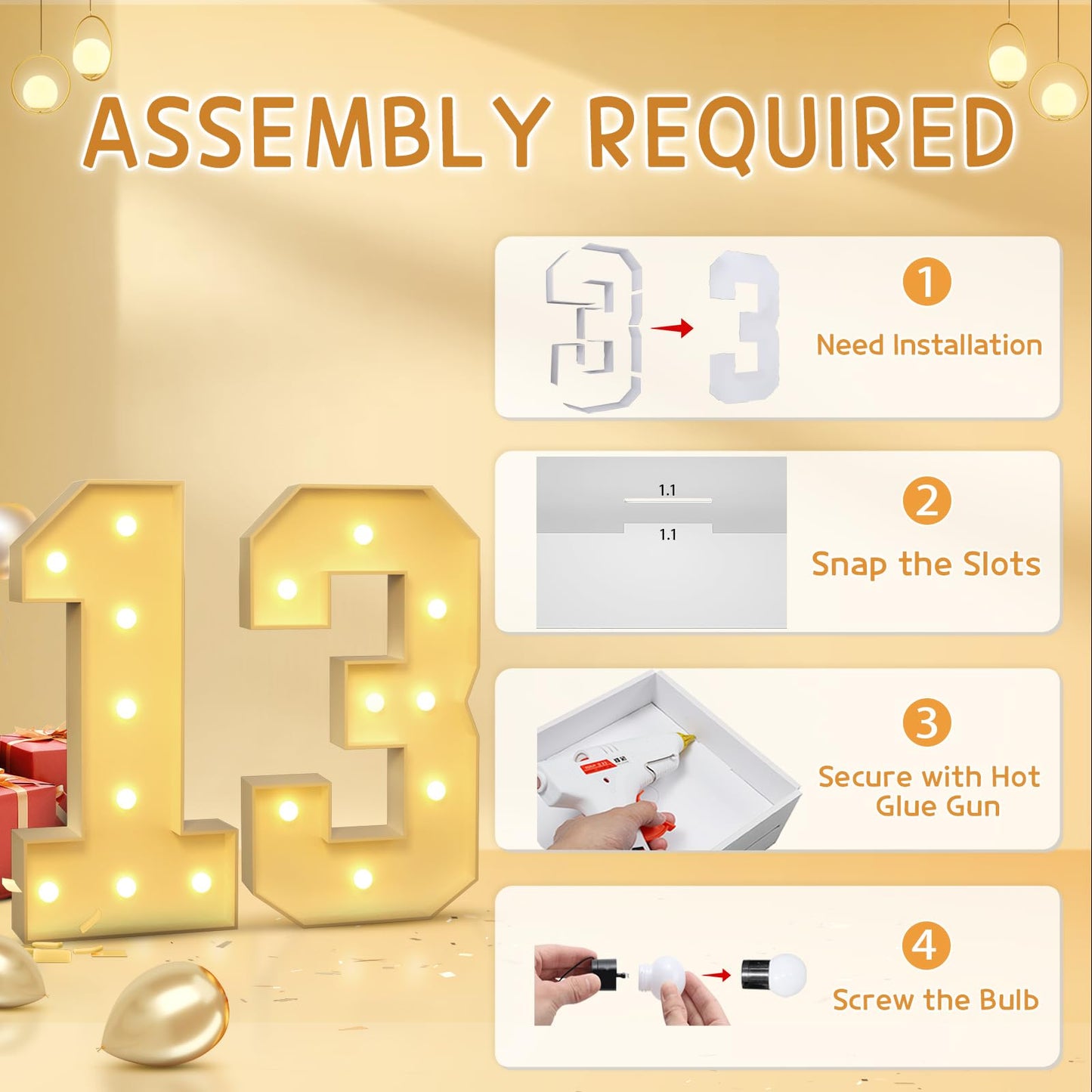 Imprsv 3Ft 13Th Birthday Decorations Numbers: 13Th Birthday Party Anniversary Decorations Large Light Up Numbers 13 For Girls Bo