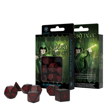 Elvish Dice Set, Black/Red