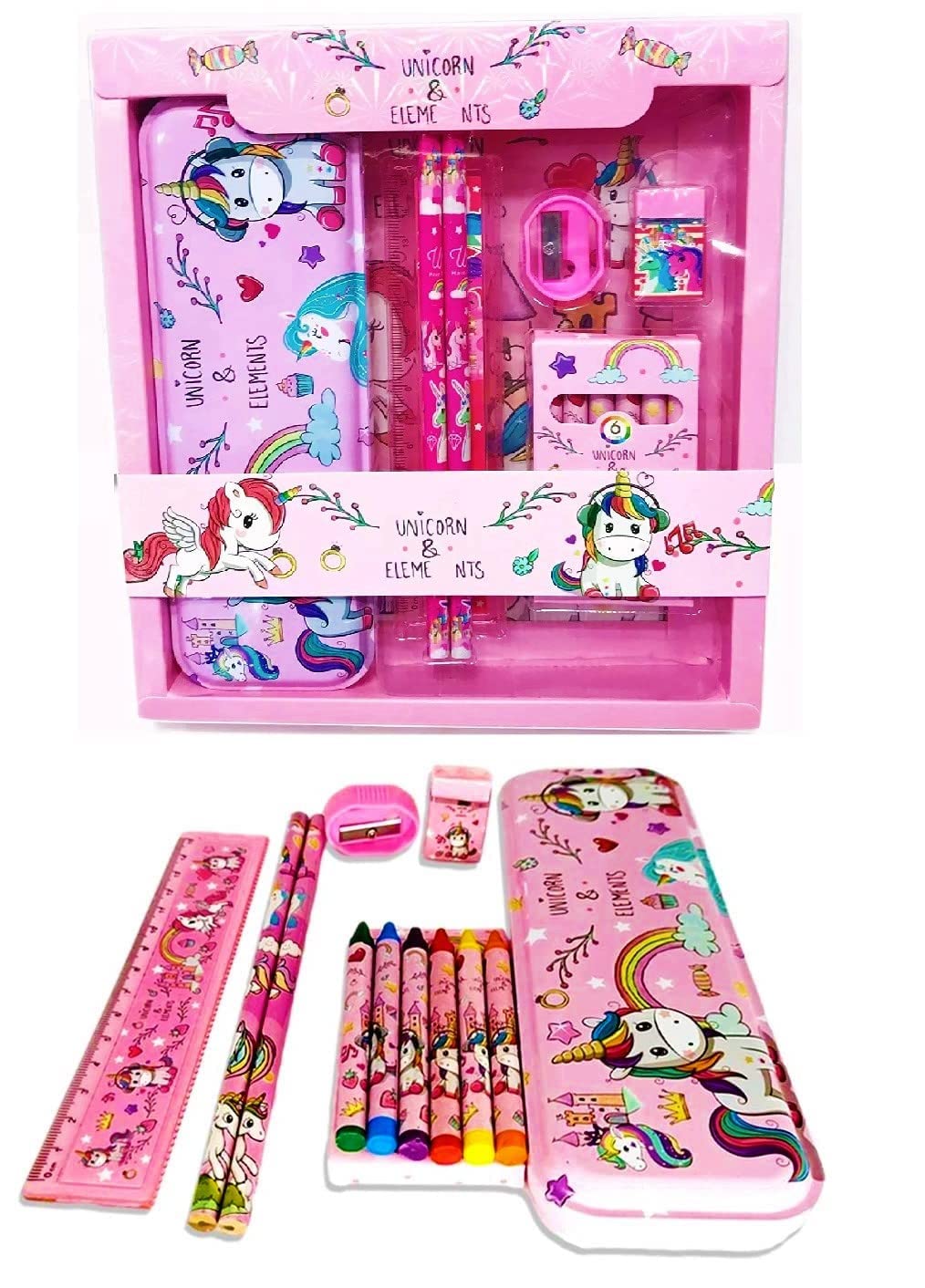 Prime Deals Kids Unicorn Stationary Kit For Girls Pencil Pen Book Eraser Sharpener  Stationary Kit Set For Girls/Birthday Gift 