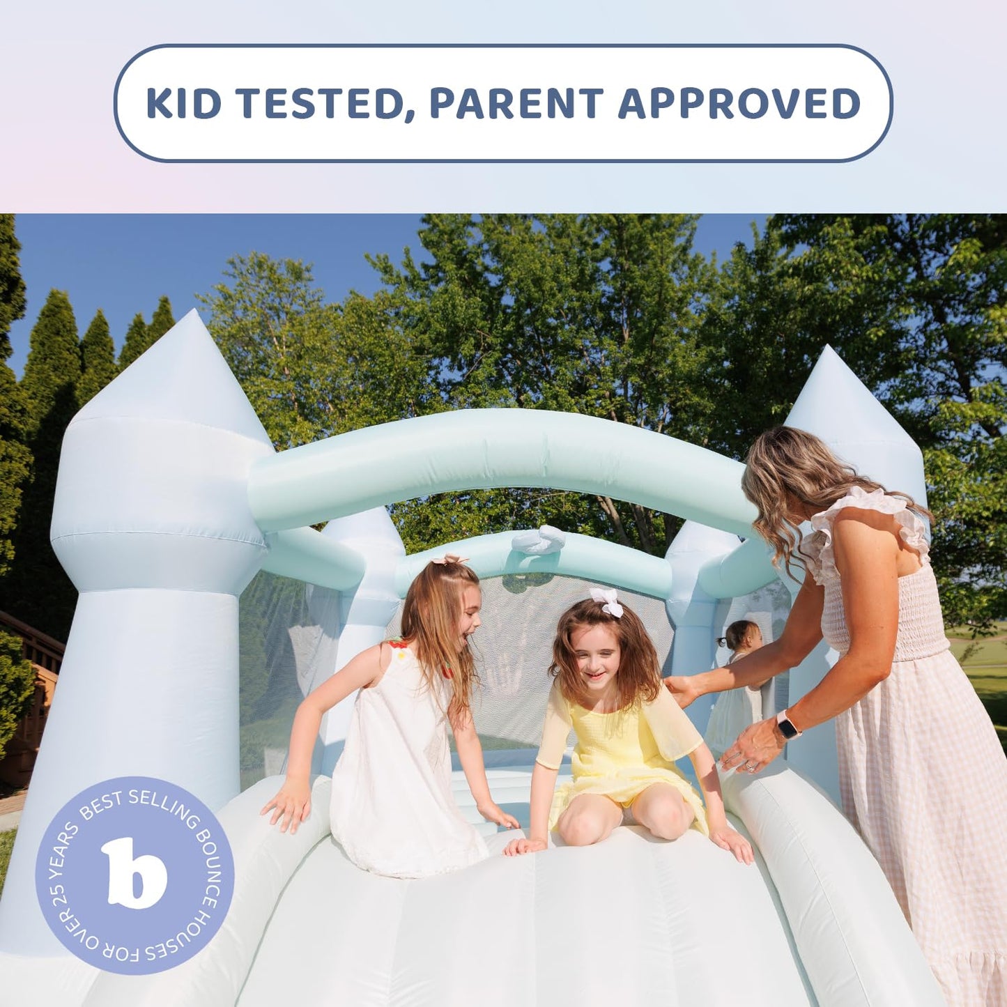 Bounceland Bouncy Castle Daydreamer Mist Bounce House, Pastel Bouncer With Slide, 12 Ft L X 9 Ft W X 7 Ft H, Ul Blower Included,