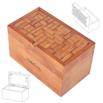 Onietoiy Wooden Secret Puzzle Box - Big Beech Wood Money Holder, Unlocking Game, Retro Compartment Thinking Toy for Kids & Adults