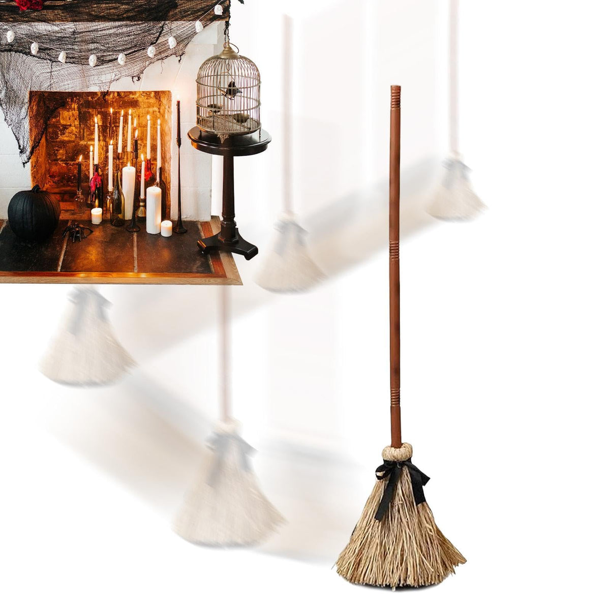 37.4 Inch Witches Broom Stick Sound Activated, Motion Activated Witch Broom
