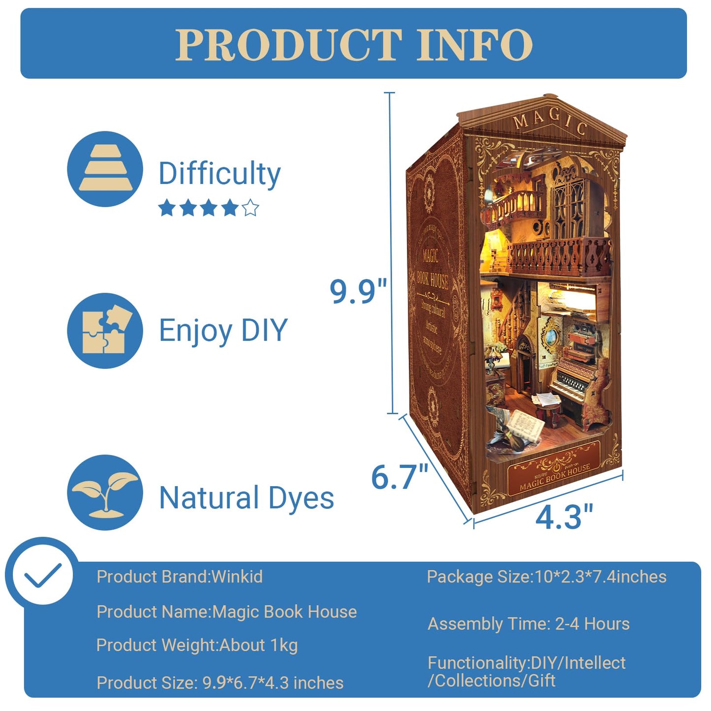 Book Nook Kit - Diy Miniature Model Wooden Dollhouse Booknook With Led Light For Adults Teen, Building Mini Puzzle Toy Bookends