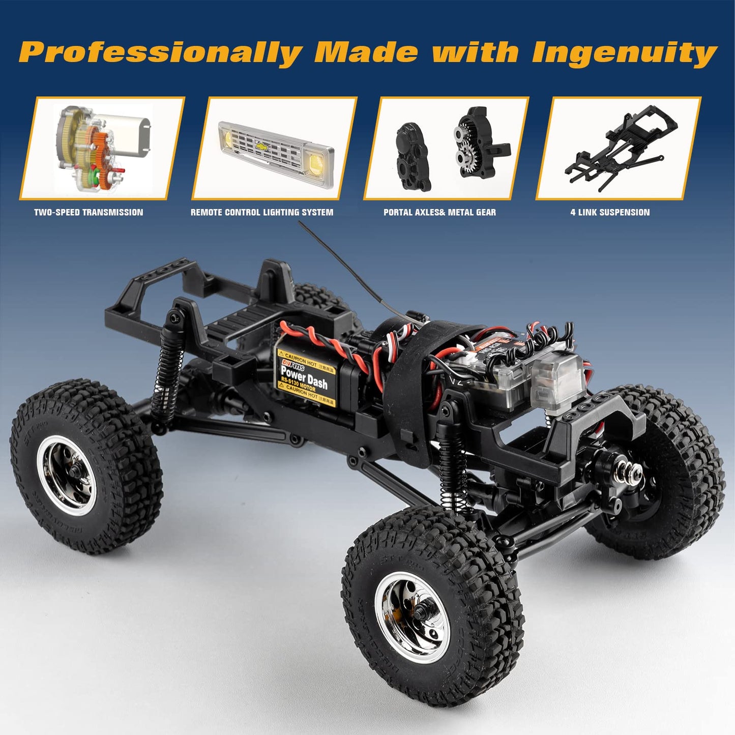 EAZYRC 1/24 RC Rock Crawler Chevy K5 Blazer 1976 - 4WD, Black, Nylon, Model 465464, 5x10x5 inches,