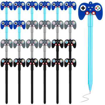Tinlade 24 Pcs Video Game Pens Gamer Party Favors Video Gaming Themed Birthday Party Favor Gifts Controller Ink Kids Pens For Boys Classroom Prizes (Black,Blue,Gray)