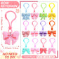 Jadive 48 Pack Pastel Bow Keychains Bulk Coquette Cheer Party Favors Pink Bow Theme Birthday Party Supplies Gifts for Kids Girls