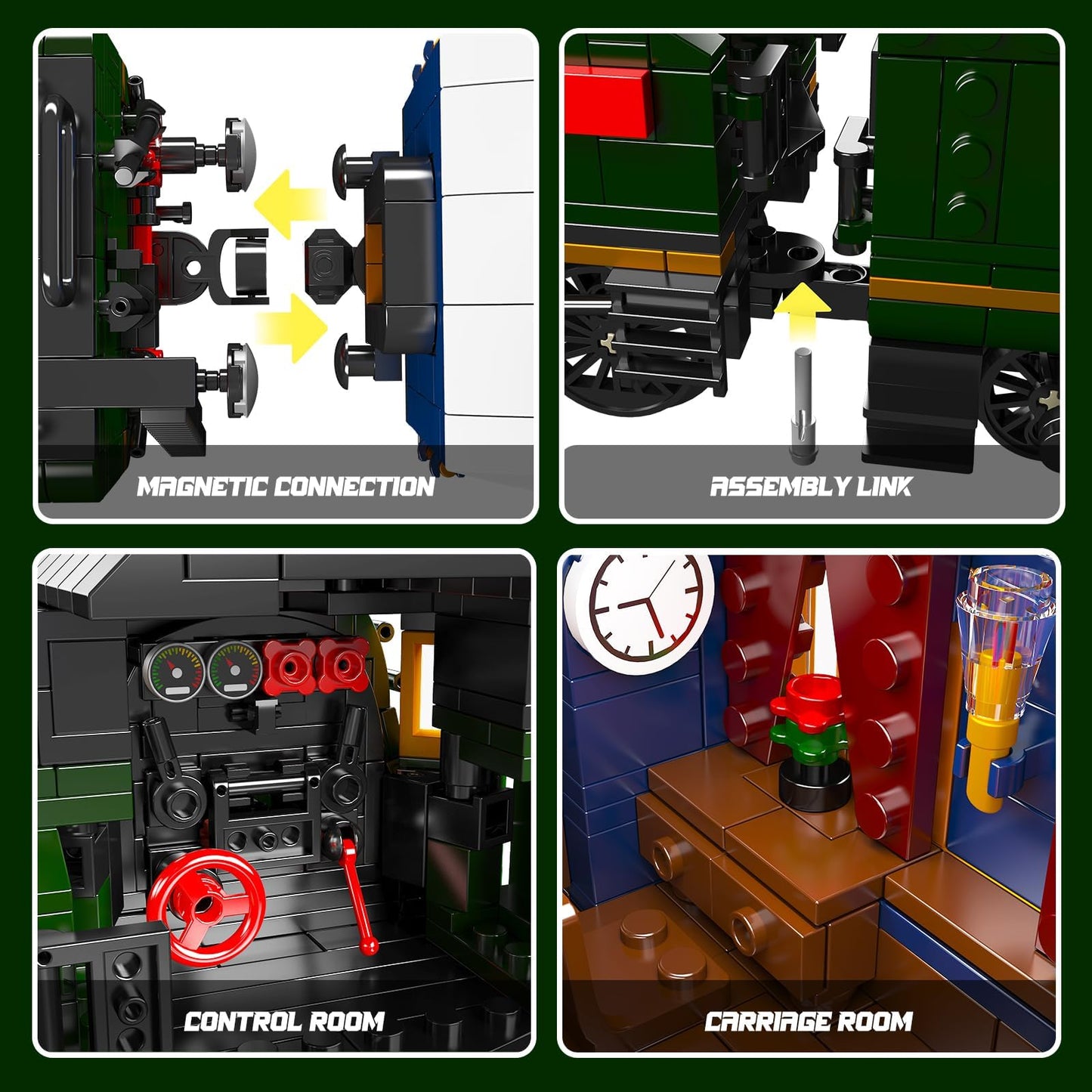 Mould King 12025 Orient Express Steam Locomotive Train Building Block Sets, Remote/App Control Train Toy Set With Led Lighting,