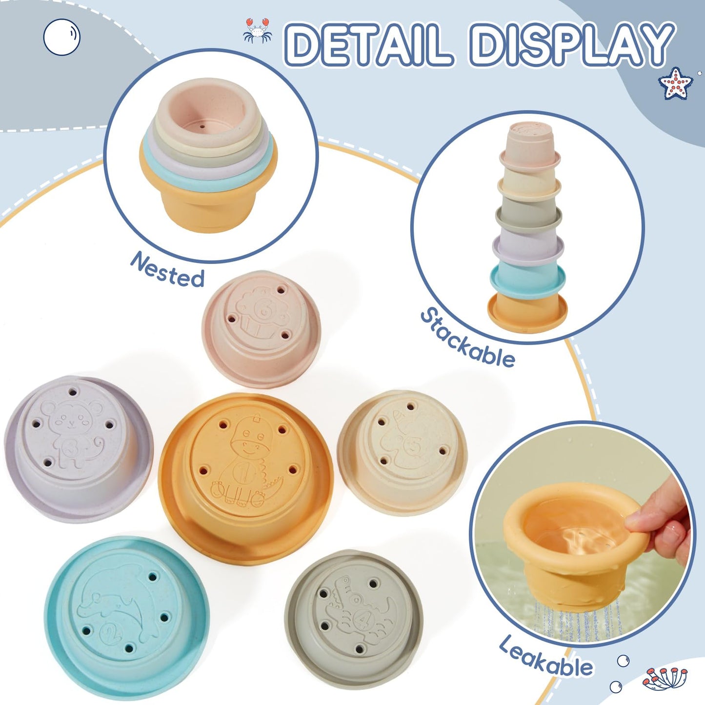 Mold Free Bath Toys for Babies 6-12 Months  21PCS Baby Bath Toys for Kids Ages 1-3 with Shape Sorter and Educational Stacking Cups  Montessori Bathtub Shower Water Toy for Toddler 2-4 with Storage Bin