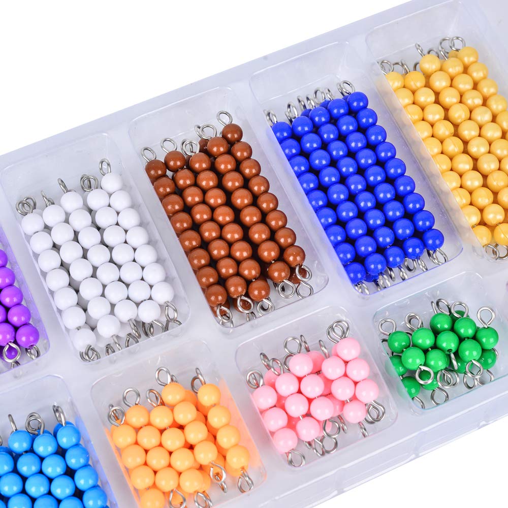 Kghios Montessori Math Toys Material For Toddlers 10 Sets Of Colord Bead Chains 1-10 For Early Preschool Learning Toy,1-10 Numer