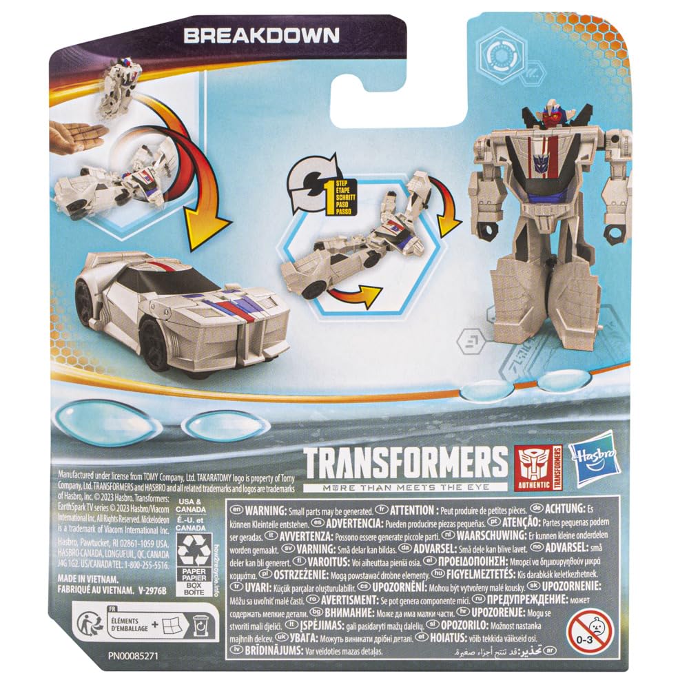 Transformers Toys EarthSpark 1-Step Flip Changer Breakdown, 4-Inch Action Figure, Robot Toys for Boys and Girls Ages 6 and Up