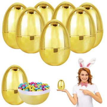 Chochkees Jumbo Golden Easter Eggs Metallic Gold, Goodie Basket Prize, 6'' Inch (48-Pack)