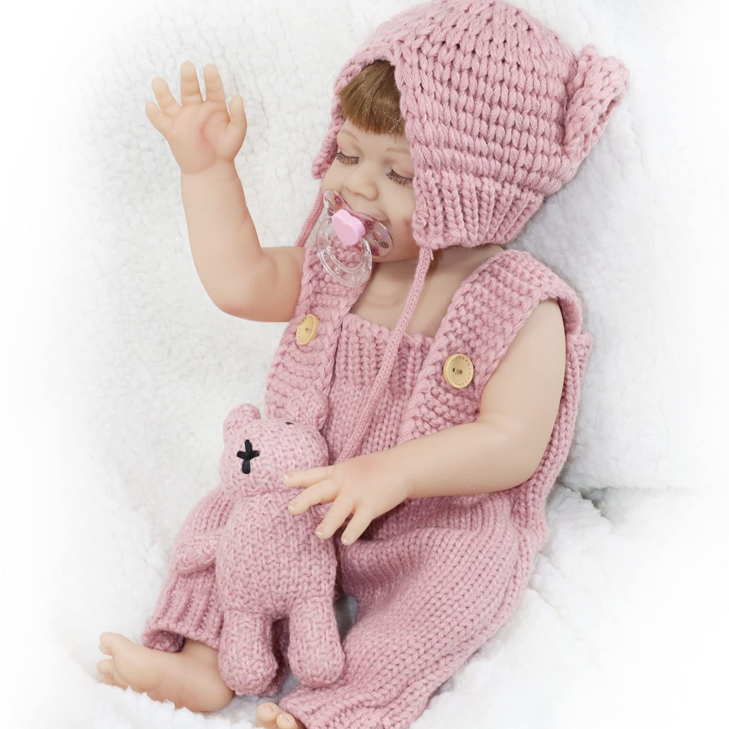 Jrlcgyp Reborn Baby Dolls, 20'' Realistic Silicone Full Body Vinyl Baby Girl With Dimples, Real Life Newborn Sleeping Smile Baby