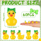 Weysat 60 Pcs Mini Green Cheer Resin Ducks Cheer Team Gifts Bulk Tiny Blue Bow Ducks Miniature Figurine Decoration Tabletop Shel
