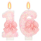 ElekFX Birthday Candle for Cake, Pink Bow Number Cake Candles, 2.76 inch Number Happy Birthday Candle, Cake Topper Decoration fo