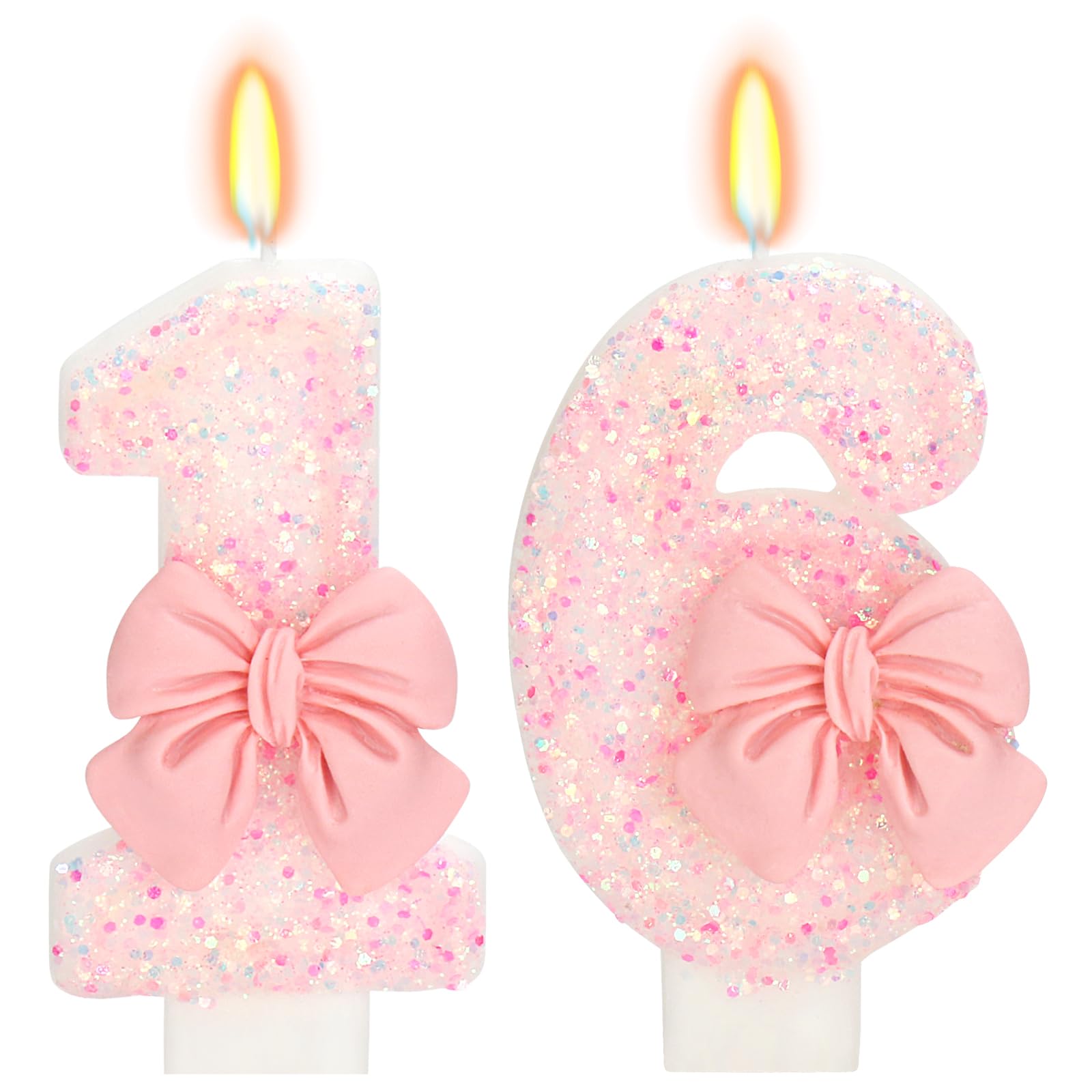 ElekFX Birthday Candle for Cake, Pink Bow Number Cake Candles, 2.76 inch Number Happy Birthday Candle, Cake Topper Decoration fo