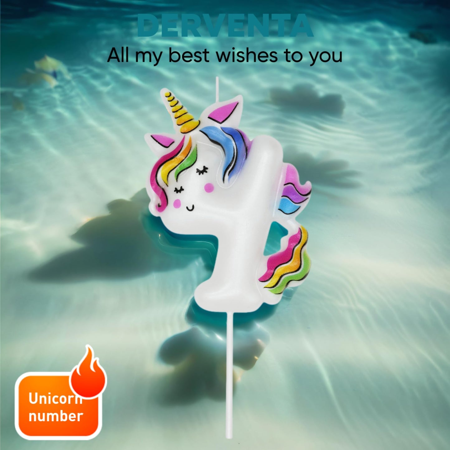 DERVENTA Birthday Candle Number White Unicorn Themed Party Decorations Beautiful Cake Topper 1 Piece (Unicorn Number 4)