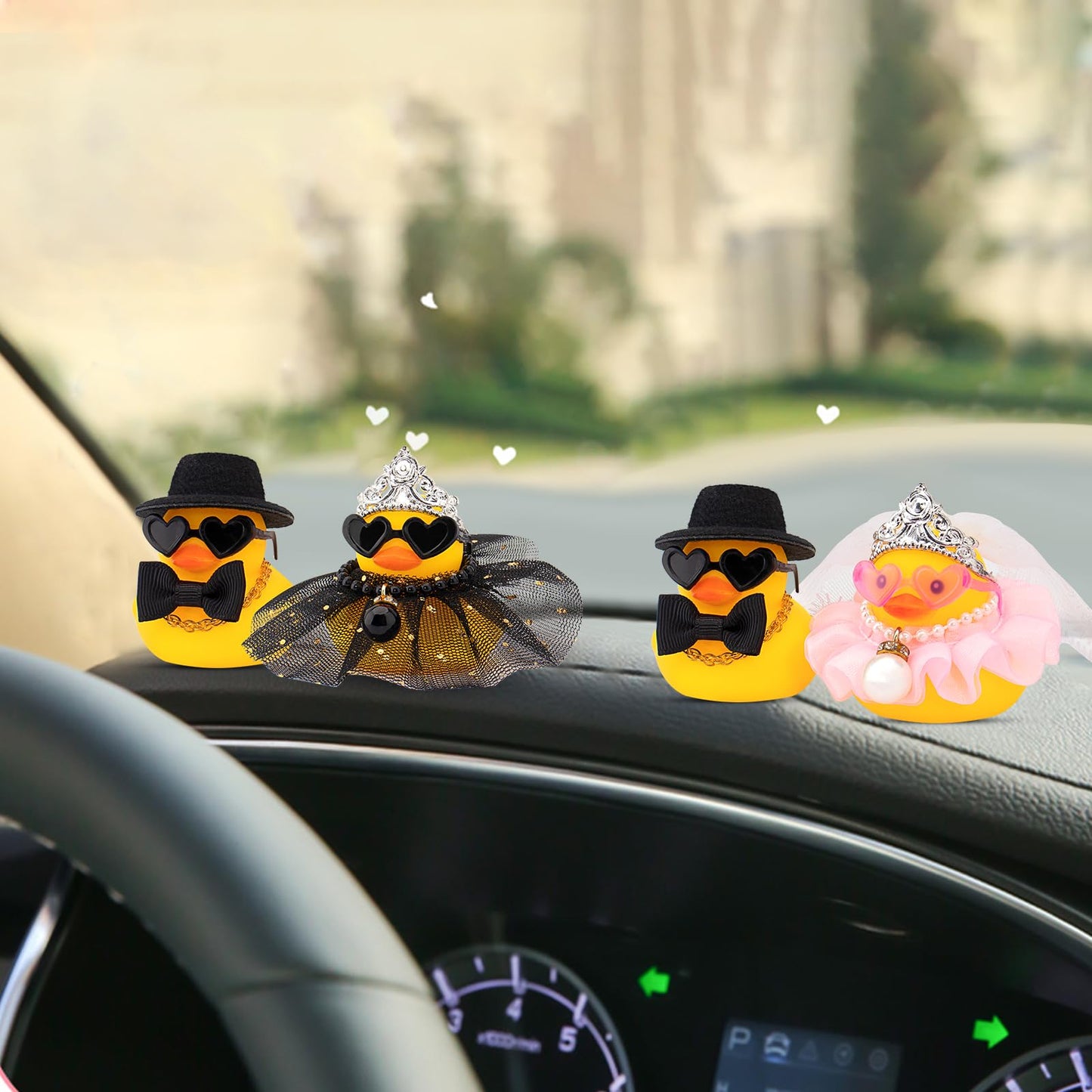 wonuu Pair Set of 2 Wedding Rubber Ducks, Bride Groom Duckies Marriage Rubber Duck Mini Couple Ducky for Ceremony Gift Souvenir