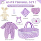 Babeside 8 Pcs Reborn Baby Doll Clothes With Bassinet For 17-22 Inch Baby Doll, Baby Doll Clothes Outfit Accessories Fit Newborn Baby Doll Girl